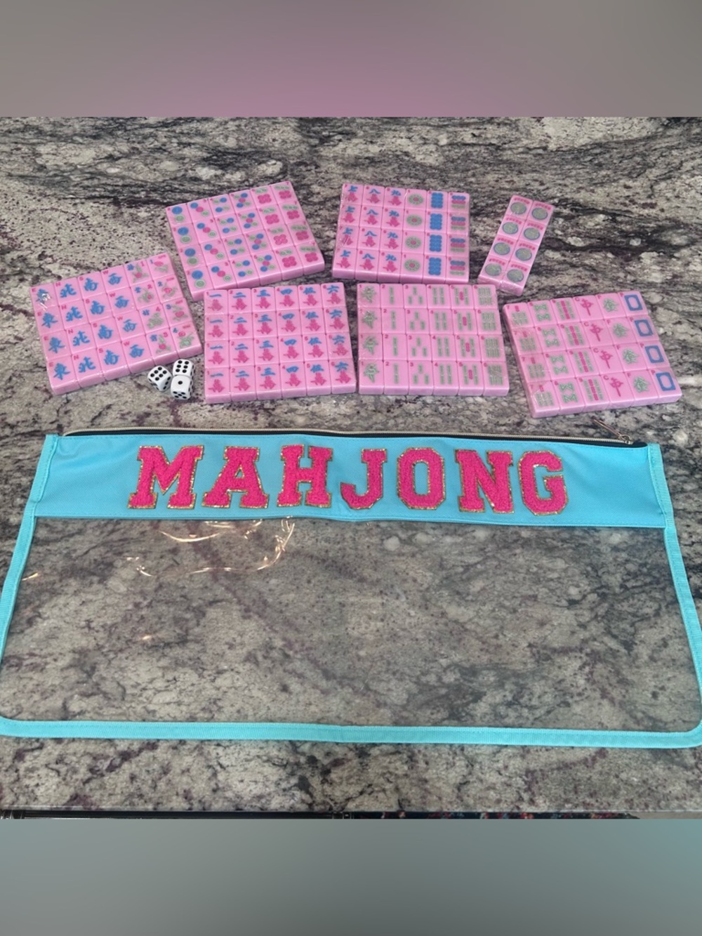 New Pink American Mahjong Set with Tile Bag